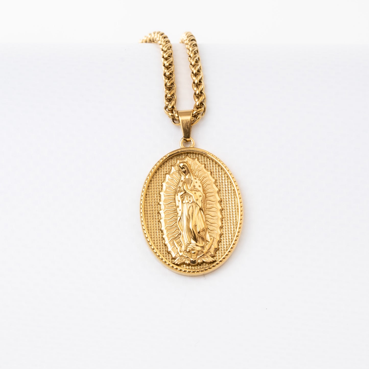 Cadena Trigo + Dije Virgen Guadalupe Hombre