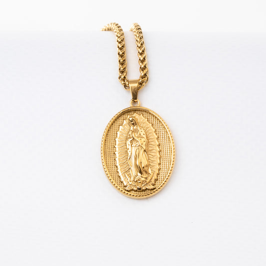 Cadena Trigo + Dije Virgen Guadalupe Hombre