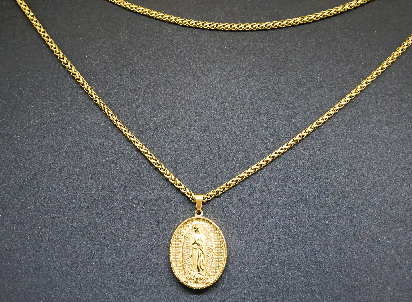 Cadena Trigo + Dije Virgen Guadalupe Hombre