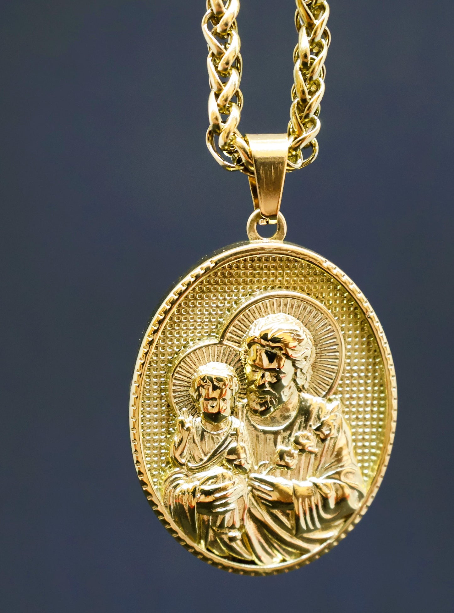 Cadena Trigo + Dije San José Hombre